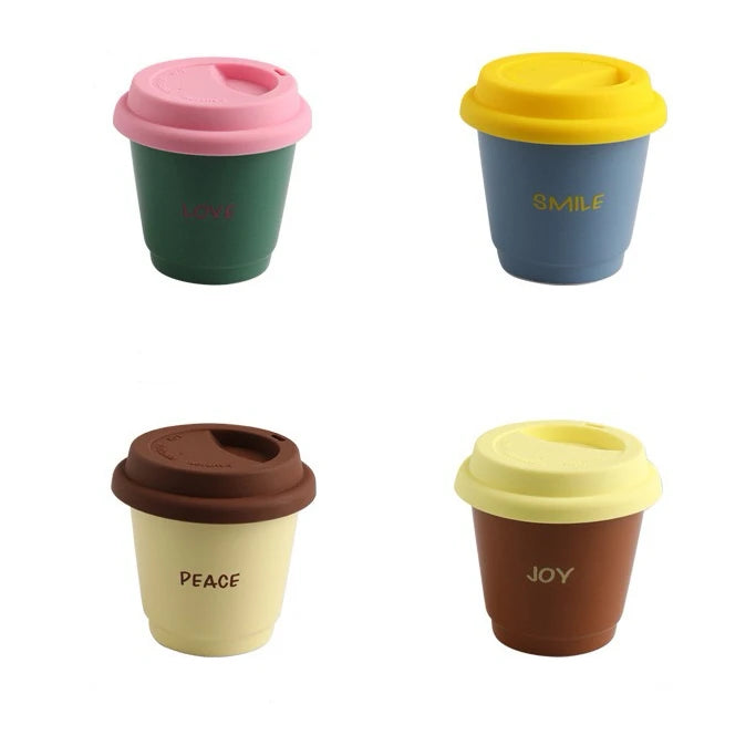 Custom Multi-color Series Coffee Mugs  with Silicone Lid Cute Ceramic Water Cup Breakfast Milk Cup Wholesale