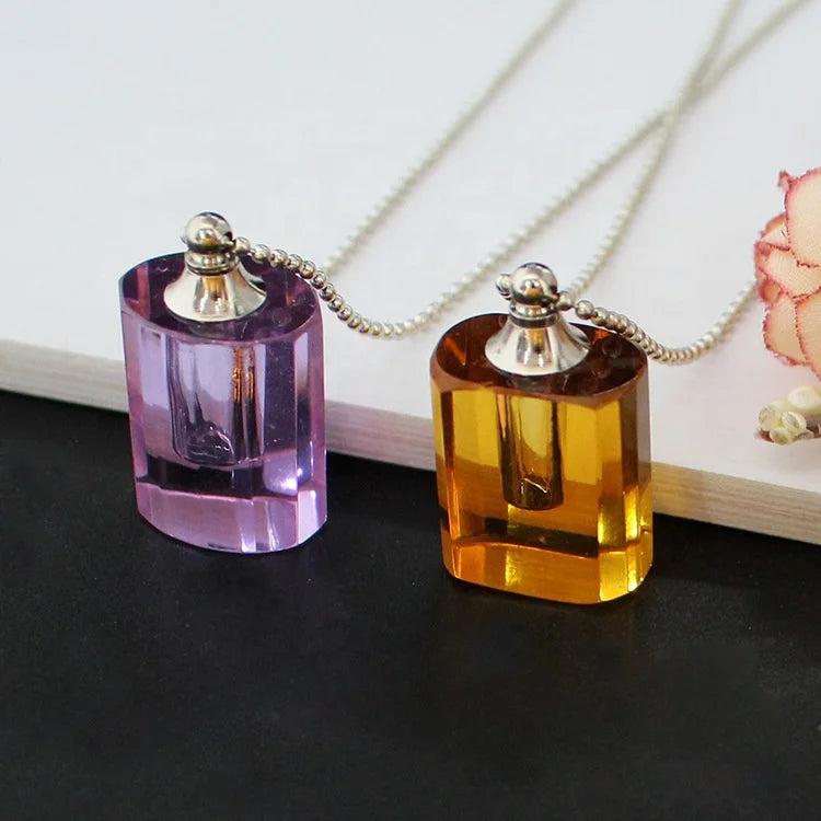 DIY Openable Aromatherapy Vial Necklaces Essential Oil Bottling Beads Chain Colorful Crystal Perfume Bottle Pendant Necklace