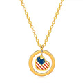 Zgongzhe Trendy 18K Gold Plated Stainless Steel USA Flag Necklace American Independence Day Commemorative Customizable Pendant