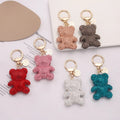 Crystal Glitter Rhinestone Teddy Bear Keychain Bling Mini Teddy Bear Keychain Accessories Women Car Key Decorations Bear Keyring