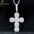 Fashion Design Party Jewelry 925 Sterling Silver Paved Vvs Moissanite Diamond Cluster Halo Cross Pendant for Men