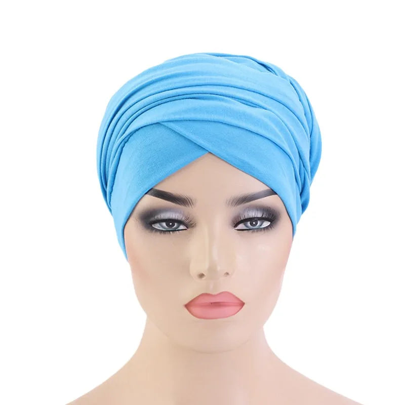 Wholesale Long Headscarf Headwrap Hijab Plain Turbans for African Ladies Instant Microfiber Hair Towel Cotton Turban