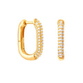 LOZRUNVE 925 Sterling Silver 18k Gold Classic Statement Cubic Zirconia Diamond Oval Huggie Hoop Earring