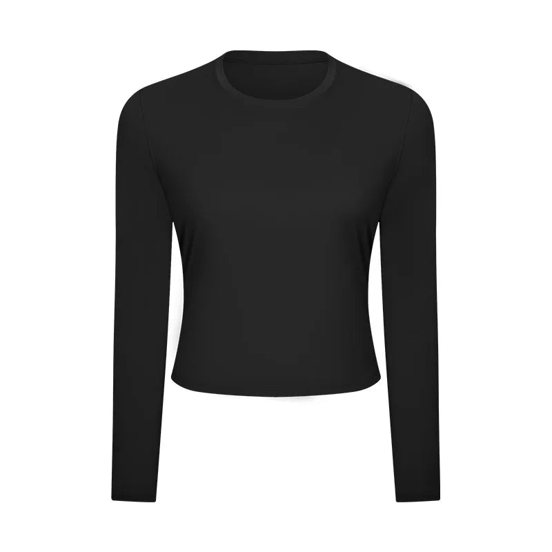 The New zero Sense Skin Fur Round Neck Yoga Top Simple Loose Running Fitness Sports Long Sleeve