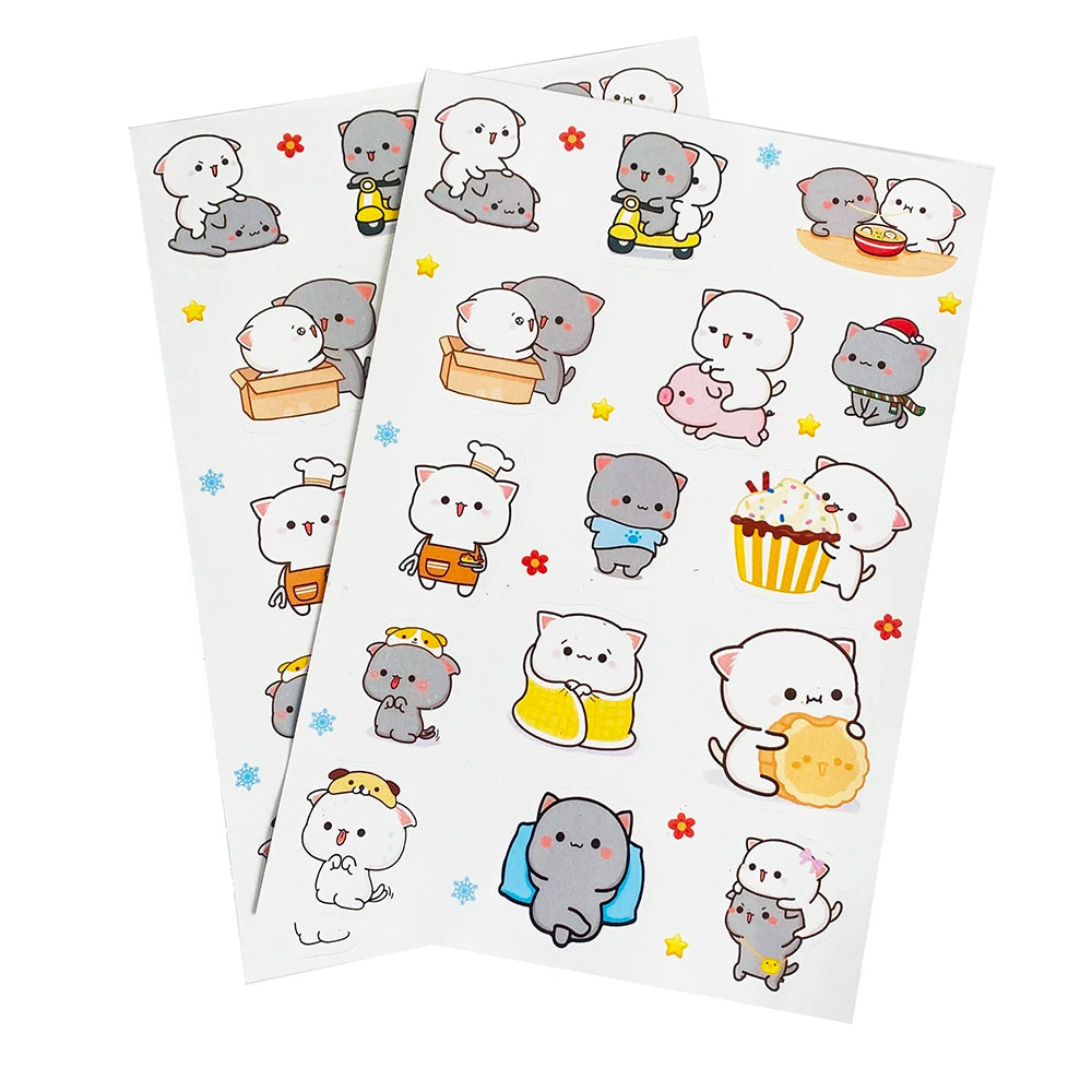 Hot Funny Kitty Cartoon Adhesive Waterproof Vinyl Stickers Cute Anime Decorative Die Cut Customizable Size Craft Sticker Sheets