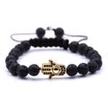 Adjustable Golden Rhinestone Hand Eye Gemstone Bracelets for Men Friendship Aromatherapy Diffuser 8MM Beaded Bangle Jewelry