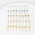 3mm 4mm Round Ball 14k Gold Brass Loop Earring Post with Connector for S925 Silver Needle Stud Earrings Jewelry Making