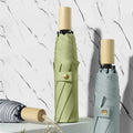 Cheap Price 3-Folding Hand Open Umbrella Simple Windproof Wooden Handle Small UV Sun Umbrella