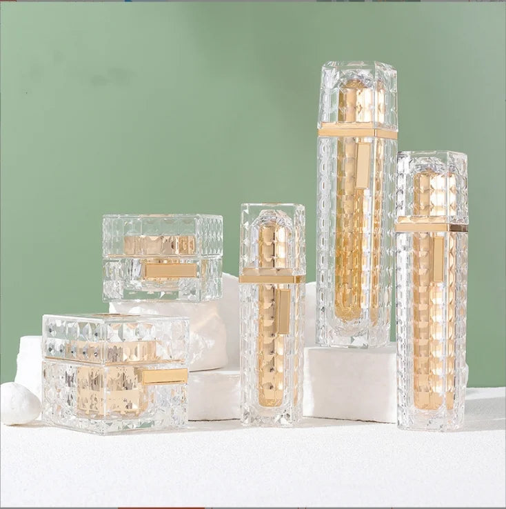 30 50g Acrylic Durable-layer square Cream Bottle Make-up Kit Noble Lady Light Luxury Pineapple Split Bottle