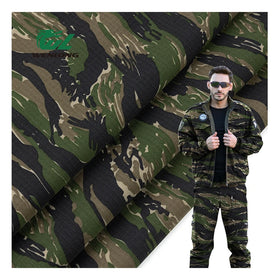 65Polyester 35Cotton Tiger Stripe Anti Tearing Camouflage Ripstop Fabric for Uniform Garments