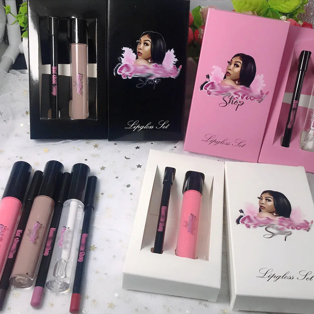 Cosmetics Makeup Gift Sets Private Label Long Lasting Vendors Lip Gloss Matte Lipgloss and Lip Liner Set