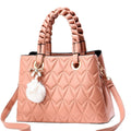 Trend Design Ladies Crossbody Handbag with Fur Ball Pendant & Pearl Decoration Polyester Lining Comfortable Shoulder Bag