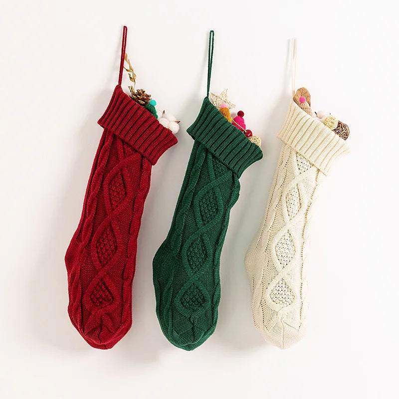 Embroidered Christmas Tree Decorations Candy Bags and Knitting Stockings