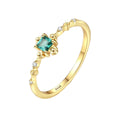 Daidan Ladies Rings Jewelry Ring Silver 925 Dainty 18K Gold Plated Square Green Zirconia Ring