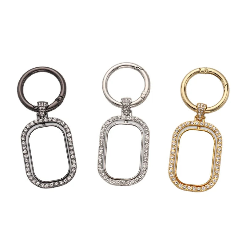 360 Degree Rotate Souvenir Rhinestone Keychains Car Keychain Sublimation Metal Spinning Keychain