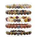 Wholesale Healing Stone Beads Bracelet Natural Gemstone Picasso Jasper and Magnetic Hematite Jade Bracelet