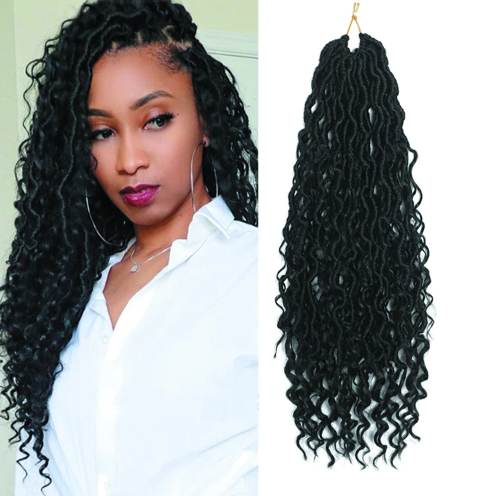 Wholesale 18 Inch Ombre Synthetic Goddess Faux Locs Curly Crochet Braids Hair Boho River Locs Crochet Hair Extensions