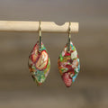 Sea Sediment Jasper Charm Earrings for Women 18k Gold Plated Natural Gemstone Dangle Bohemian Stone Earrings Fine Jewelry