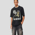 American Fashion Brand 270G Men's Retro Short Sleeve T-Shirt 100% Cotton Dark Fun Printed Breathable and Loose Fit