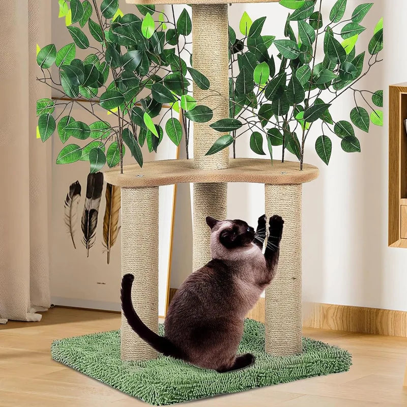 Pet Cat Product Modern Artificial Tree Branch Wood  Floor to Ceiling Multi-level Cat ToysTower Wooden Cat Tree & Scratcher