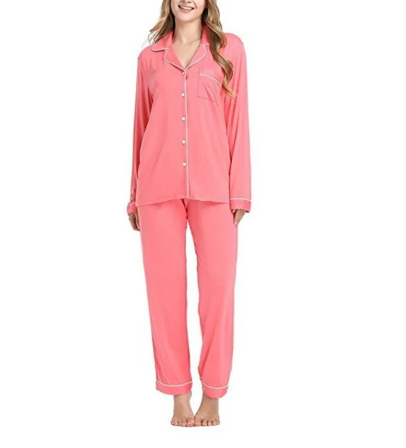 Elegant Summer Ladies Long Viscose Pajamas Set Luxury Women Sleepwear Charm Elastic Waist Full Length
