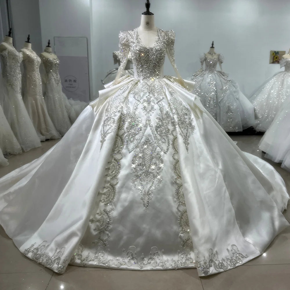 Jancember XS097 Gorgeous Satin Sequins Beaded Wedding Party Gowns Dresses for Girls