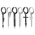 Punk Non Tarnish Stainless Steel Scorpion Cross Skull Pendant Men Hiphop Cuff Ear Clip Non Piercing Earring Jewelry