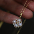 Wholesale 14K Gold Plated S925 Sterling Silver Synthetic Pearl Flower NecklaceFour-leaf Clover Necklace