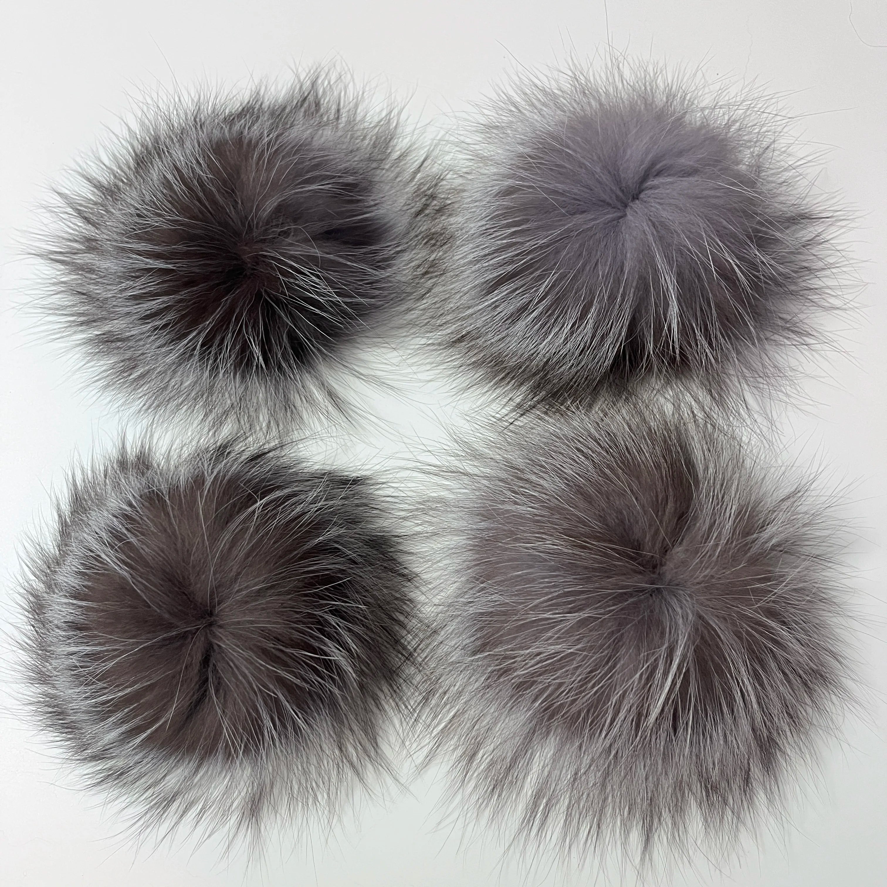 New Natural Big Fluffy Fox & Raccoon Fur Pompoms with Elastic Loops 14cm-17cm Pets Toys DIY Hat Scarves Bags Accessories Pompons