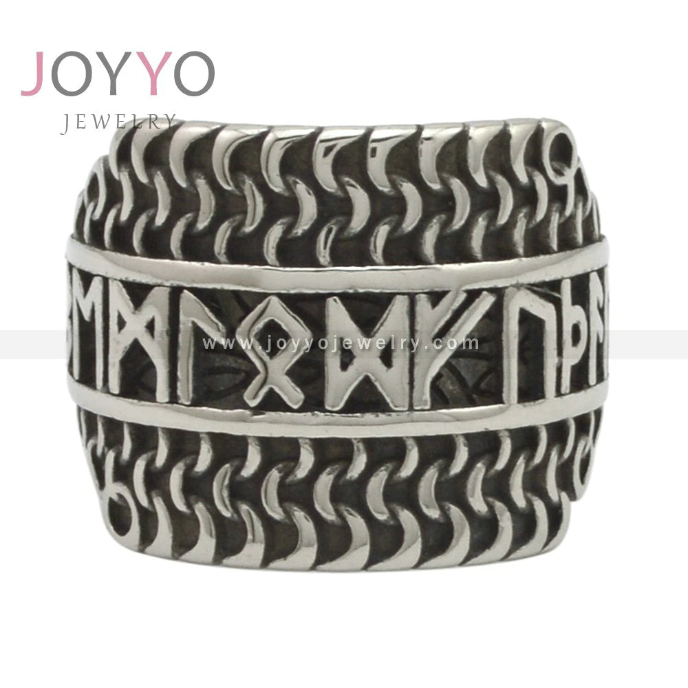 Odin Norse Punk Jewelry Stainless Steel Mens Ring Viking Amulet Scandinavian Rune Index Ring