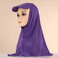 Malaysian Soft Plain Solid Color Long Instant Georgette Chiffon Shawl Hijab Scarf With Brim