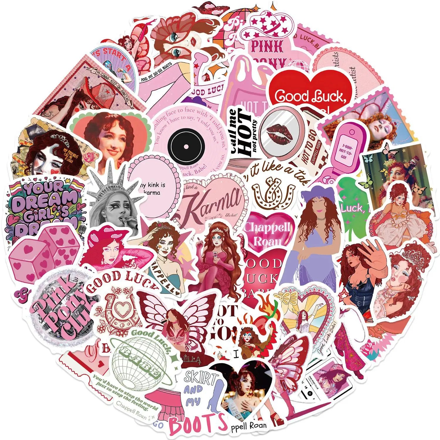 52PCS USA Music Singer Album Good Luck Babe Chappell Roan Sticker