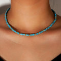 2x4 mm Dainty Natural Stone Necklace for Women Girls Blue Emperor Stone Clavicle Necklace Adjustable Chain Jewelry Birthday Gift