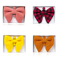 Velvet Big Bow Tie Men's Bowties Pocket Square Cufflinks Set Solid Red Blue Handkerchief Bowtie Set With Box