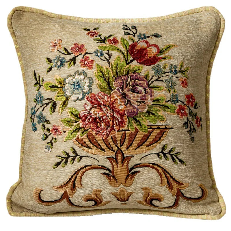 New Arrival European Woven Jacquard Luxury Floral 100% Polyester 45x45cm Cushion Covers Boho Throw Pillow Cases for Hotel Home