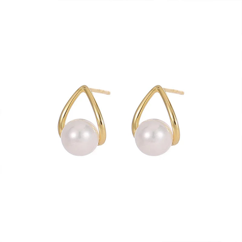 New Design 18K Gold Plated S925 Sterling Silver Fresh Water Pearl Earrings Jewelry Pearl Bridal Earrings Pearl Earring