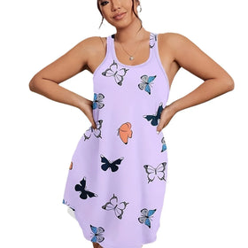 Women's Floral Print Breathable Soft Sleeveless Tank Top Nightdress Pajamas for Spring Summer Autumn