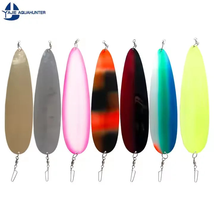 Large Spoon Hard Lure Stainless Steel Jigging Fishing Gold Chrome Silver Fishing Flutter Spoon Lure with Light