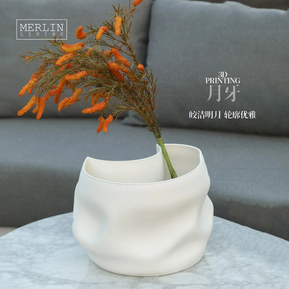 Merlin Living 3D Printing Vase Recessed Wall Nordic Vase Ceramic c for Chaozhou Ceramic Factory OEMODM Custom