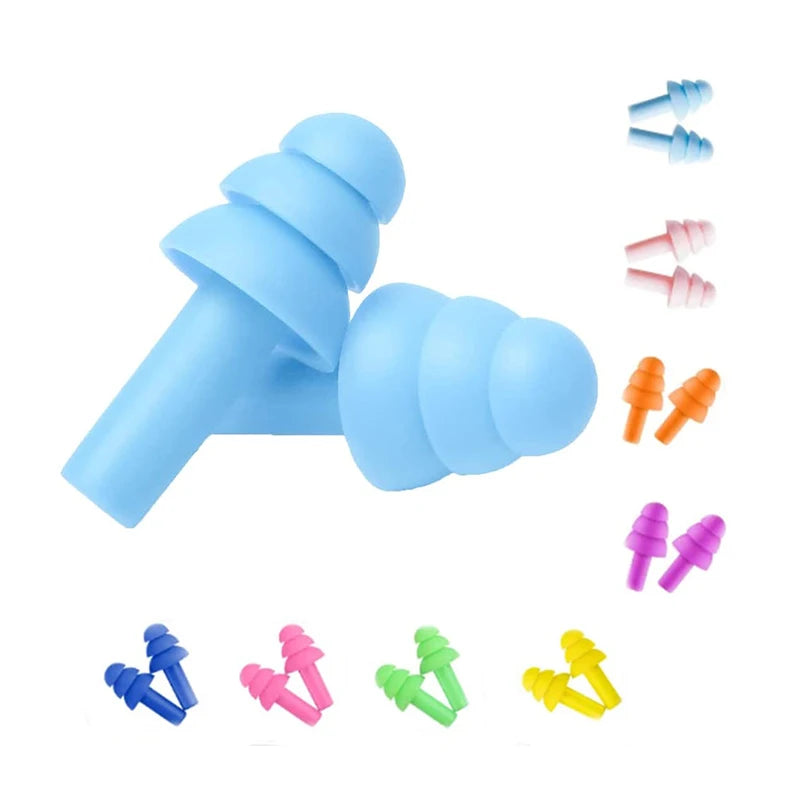 Three-Layer Foldable Soft Silicone Earplugs CE Certified Washable Reusable Noise Cancelling Hearing Protection for Sleep Safety