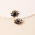 Exaggerated Geometric Bling Fashion Women Girls Rhinestone Gold Plating Gift Crystal Lucky Turkey Evil Devil Eye Stud Earrings