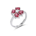 YBO 925 Sterling Silver Adjustable Gemstone Rings Natural Heart Stone Garnet Flower Four Leaf Clover Women's Party Anniversary