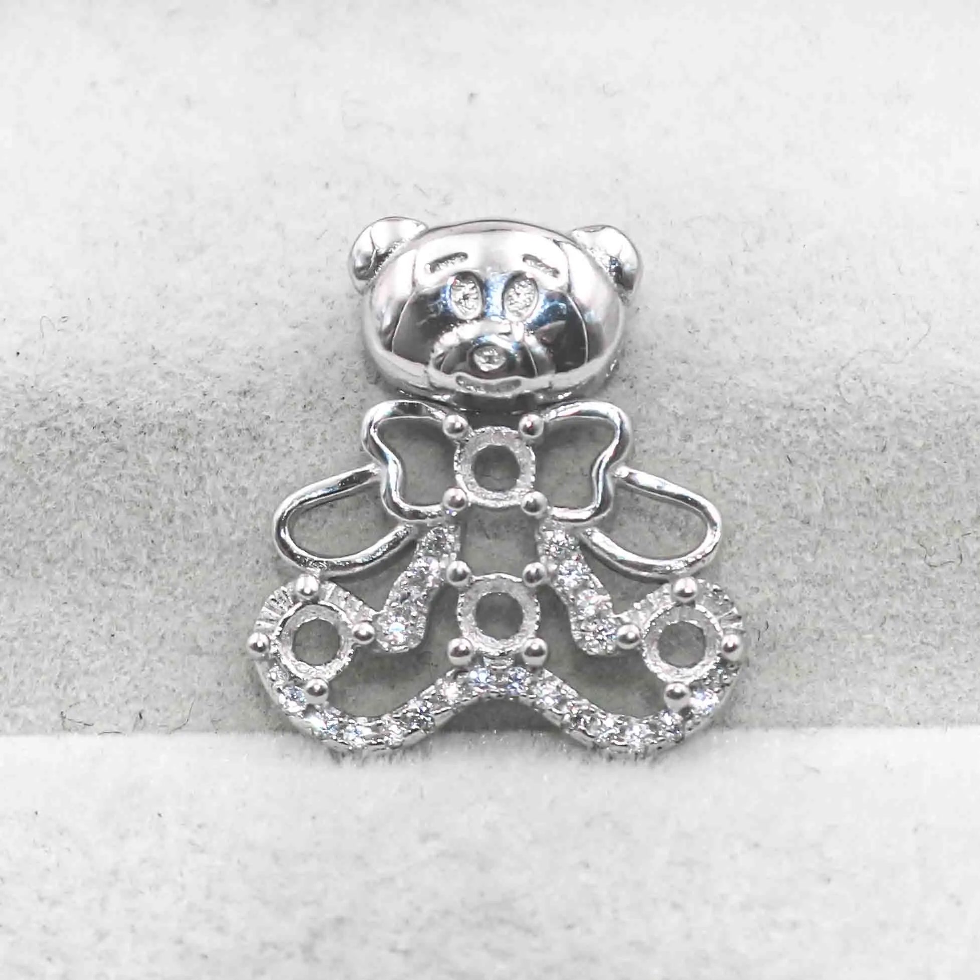 Sterling Silver 3*3mm Semi Mount Pendant Empty Frame Blank Support Setting S925 Base Holder Without Center Stone for DIY Inlay