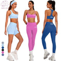 2025 Wholesale Activewear Sport Women's Gym Clothes Splid Color Fitness Yoga 5-piece Set For Women