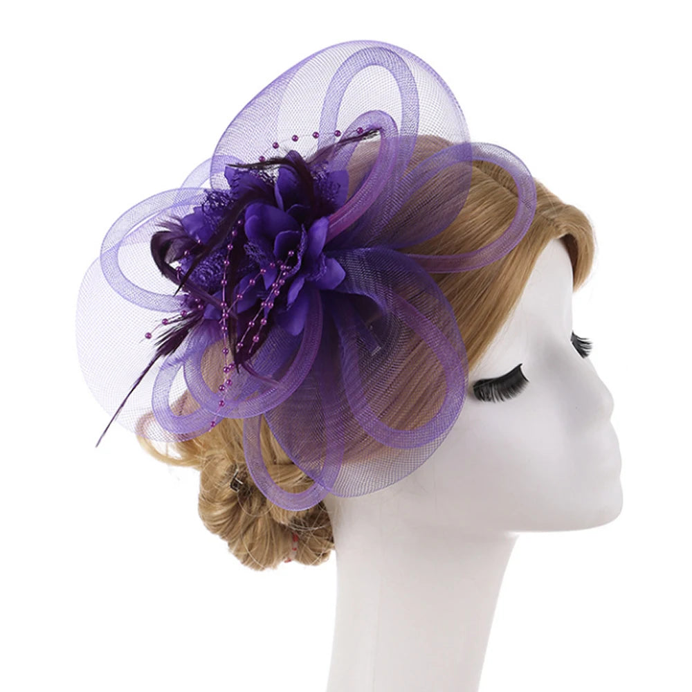 British Boho Country Boutique Autumn Civil Court Wedding Ceremony Fascinator Hat and Birdcage for Christchurch Bride