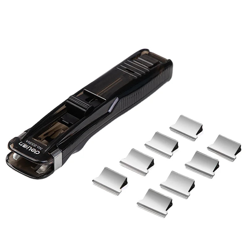Deli 8591A Black Clip Fastener Document Binding Paper Holder Transparent Ticket Holder Binder Fixator 360pcs Per Carton Set