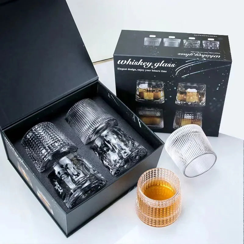 Hot Sale Wholesale Custom Crystal Spinning Modern Art Tumbler Whisky Glass Cup Cups Set