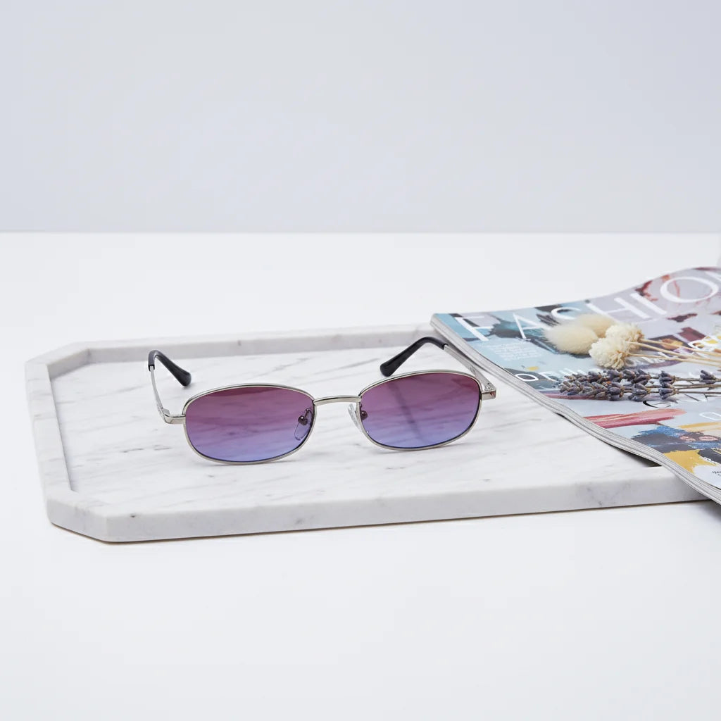 2026Trendy Ready to Ship Square Metal Frame Gradient Color Shades Colorful Lens Small Oval Metal Frames UV400 Sunglasses