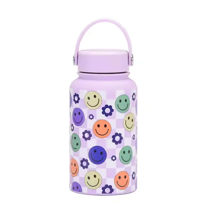 Modern Artistic 1L Stainless Steel Water Bottle Double Wall Insulated Tumbler with Straw Vacuum Milk Cup
