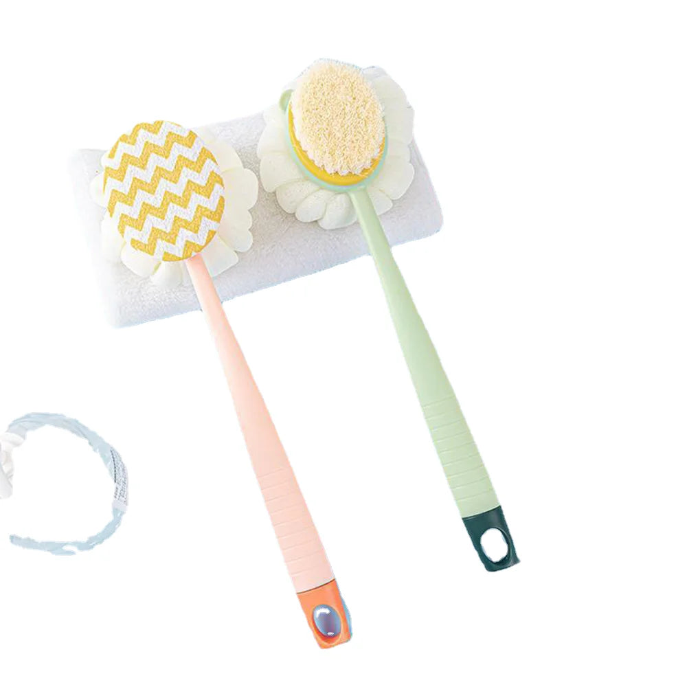Double-Sided Bath Brush Long Handle Soft Bristleroom Body Cleaner  Detachable  Towel  Ball Back Scrub